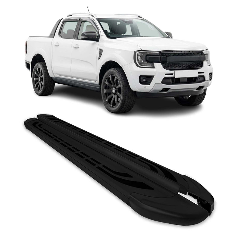 Marchepieds Latéraux Pédale pour Ford Ranger T6 2022-2025 DoubleCab Noir Alu 2x