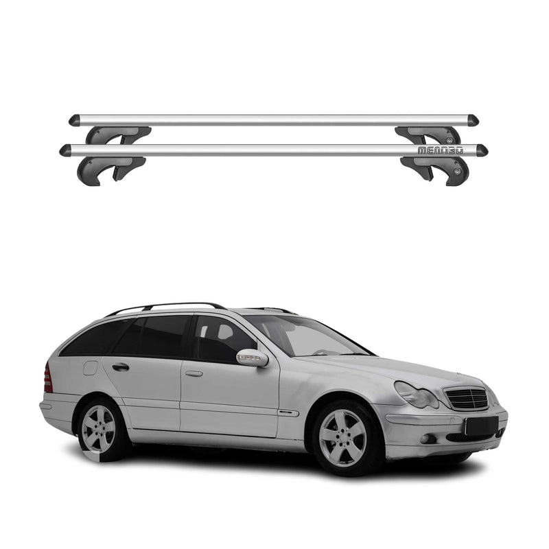 Barres de toit pour Mercedes C Klasse S203 Kombi 2000-2007 90kg Alu Gris
