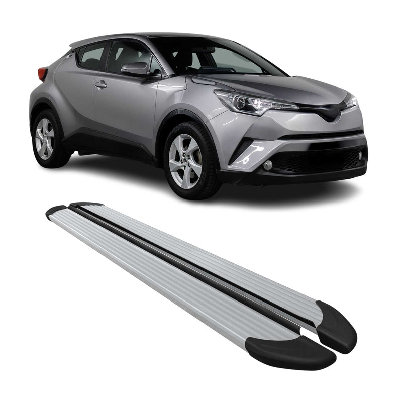 Marchepieds Latéraux pour Toyota C-HR Hybrid 2016-2024 Aluminium Argent 2Pcs