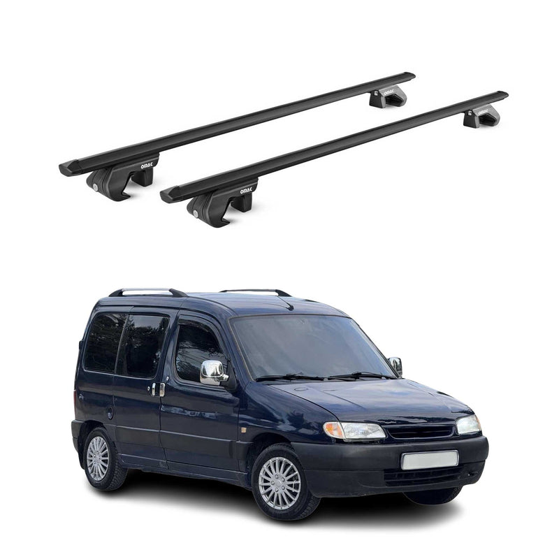 Barres de toit transversales pour Citroen Berlingo I 1996-2008 Alu Noir 2x ABE