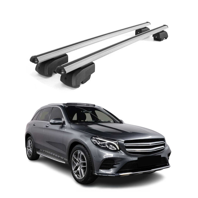 Barres de toit Transversales pour Mercedes GLC X253 2015-2021 Alu Gris ABE