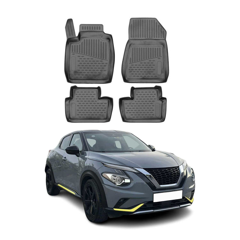 OMAC Tapis de sol pour Nissan Juke 2019-2024 en caoutchouc Noir