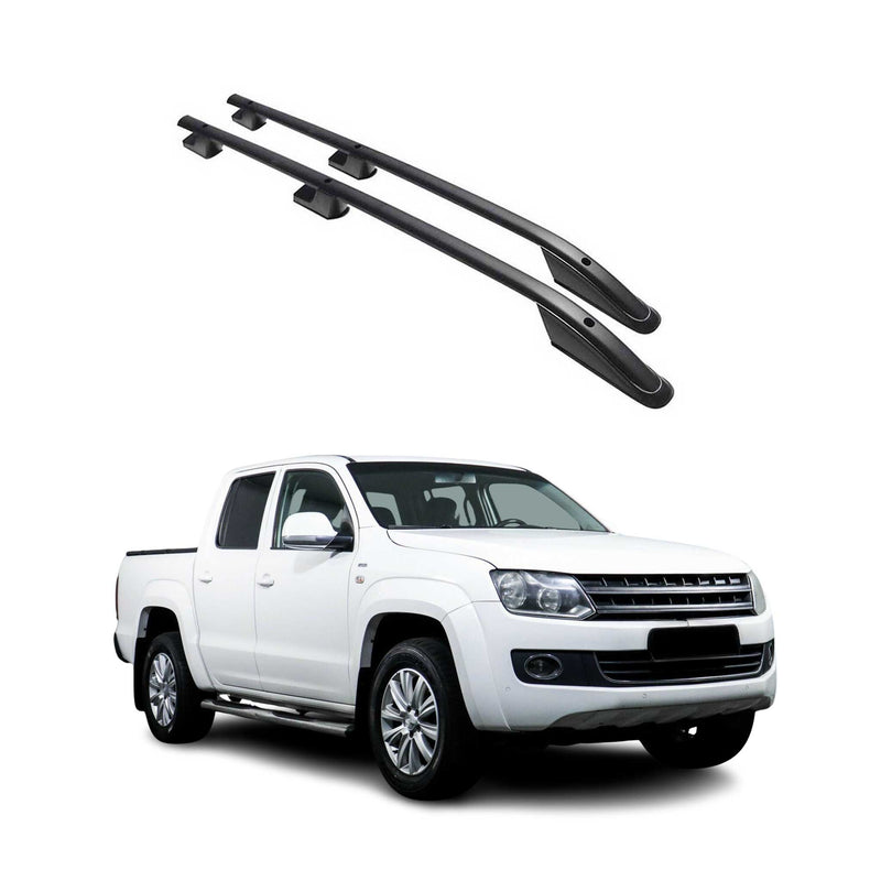 Barres de toit longitudinales pour VW Amarok Double Cab 2010-2024 Alu Noir