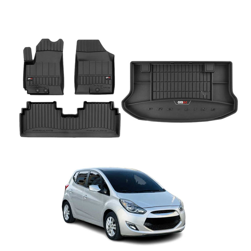 Kit Tapis de Sol et Coffre pour Hyundai ix20 2010-2019 TPE Noir
