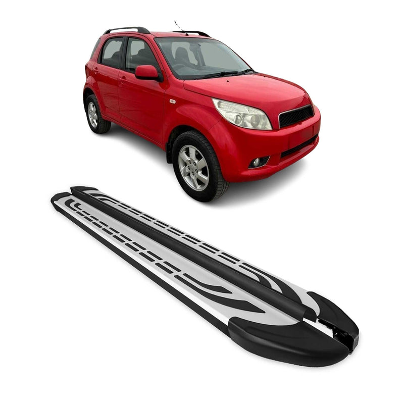 Marchepieds Latéraux pour Daihatsu Terios 2006-2016 Aluminium Gris Noir 2Pcs