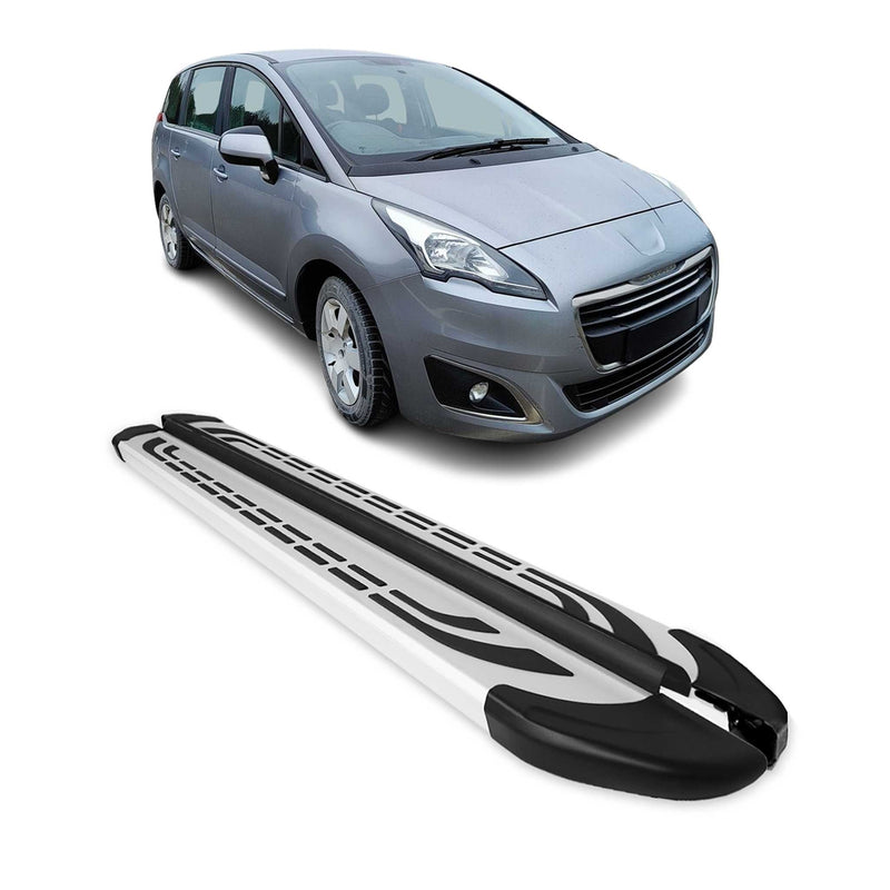 Marchepieds Latéraux pédale pour Peugeot 5008 2009-2016 Aluminium Gris 2Pcs