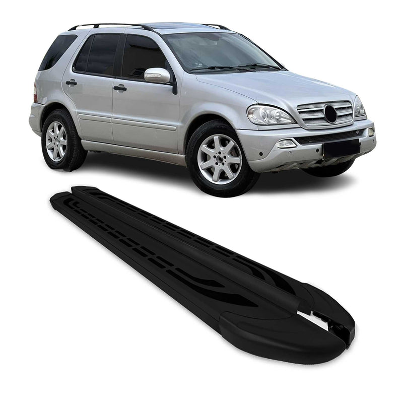 Marchepieds Latéraux pour Mercedes Classe M W163 1998-2005 Aluminium Noir 2Pcs