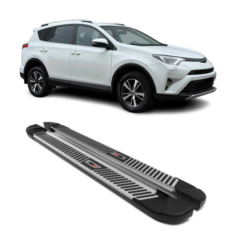 Marchepieds Latéraux pour Toyota RAV4 2013-2018 Noir Gris Aluminium 2Pcs