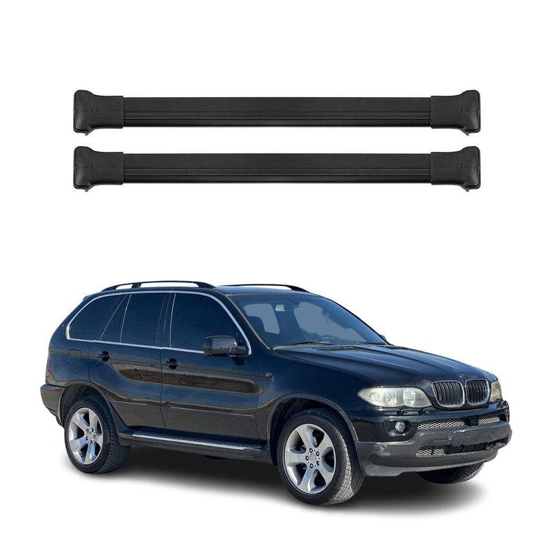 Barres de toit transversales pour BMW X5 E53 1999-2006 Noir Aluminium