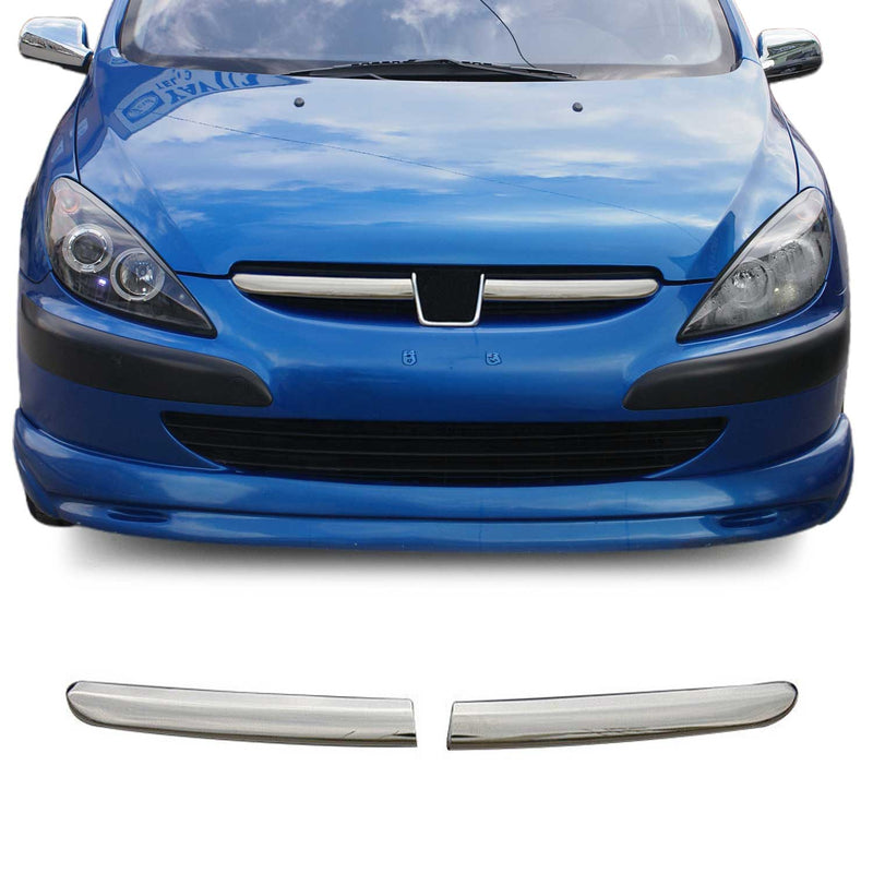 Moulure de Grille de Calandre pour Peugeot 307 2001-2005 Chromé 2Pcs