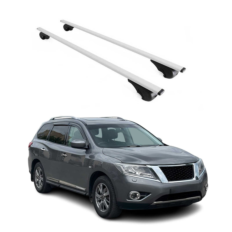 Barres de toit Transversales pour Nissan Pathfinder R52 2013-2021 Fer Argent