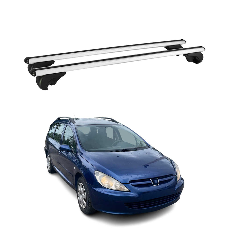Barres de toit Transversales pour Peugeot 307 Break 2002-2008 Aluminium Argent