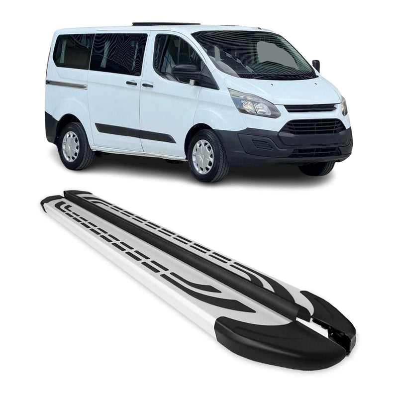 Marchepieds Latéraux pour Ford Transit Custom 2012-2024 Aluminium Gris L1 Court