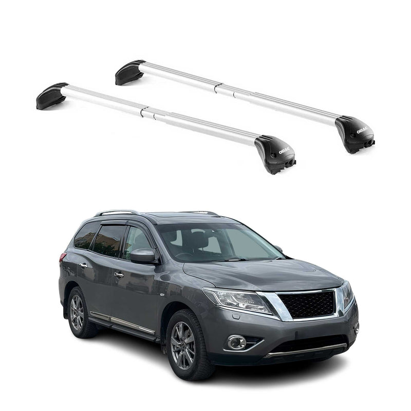 Barres de toit pour Nissan Patfhinder R52 2014-2021 5P Gris Argenté 2 pièces ABE