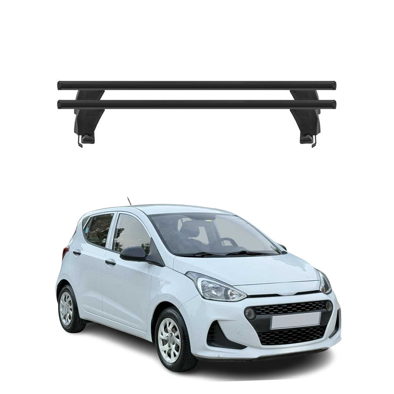 Menabo Barres de toit Transversales pour Hyundai i10 2017-2019 Noir ABE 2x