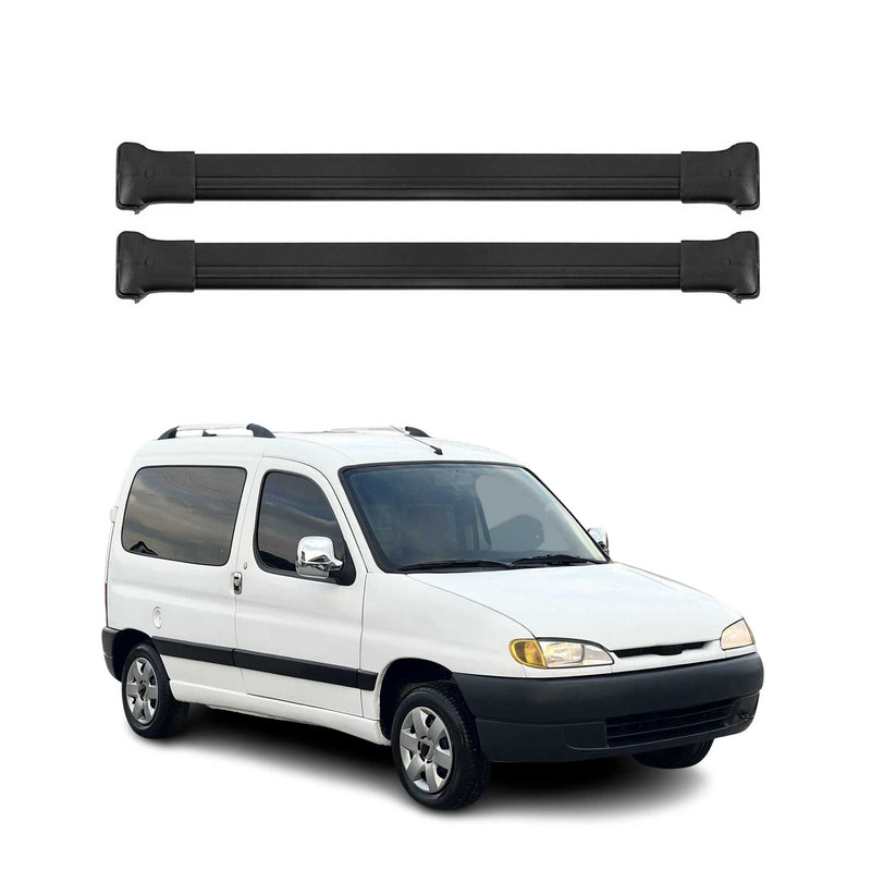 Barres de toit transversales pour Peugeot Partner 1996-2008 Noir Aluminium