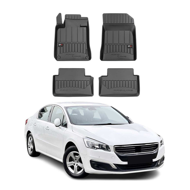 Tapis de Sol Voiture pour Peugeot 508 2010-2018 Caoutchouc TPE Noir