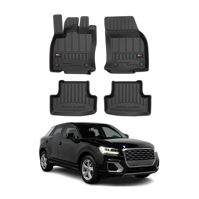 OMAC Tapis de sol caoutchouc pour Audi Q2 2017-2025 Noir Premium
