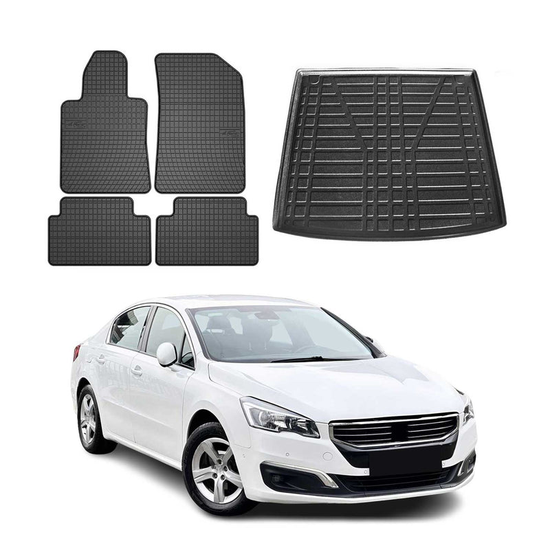 Kit Tapis de sol et coffre pour Peugeot 508 Estate 2010-2018 TPE Noir
