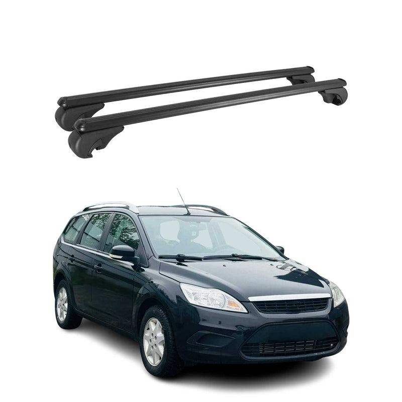 Barres de toit Transversales pour Ford Focus 2004-2012 Aluminium Noir