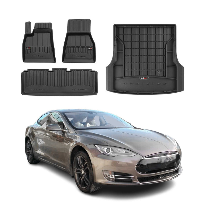Kit Tapis de Sol et Coffre pour Tesla Model S 2012-2022 TPE Noir
