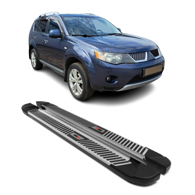 Marchepieds Latéraux pour Mitsubishi Outlander 2006-2012 Aluminium Noir Gris 2x