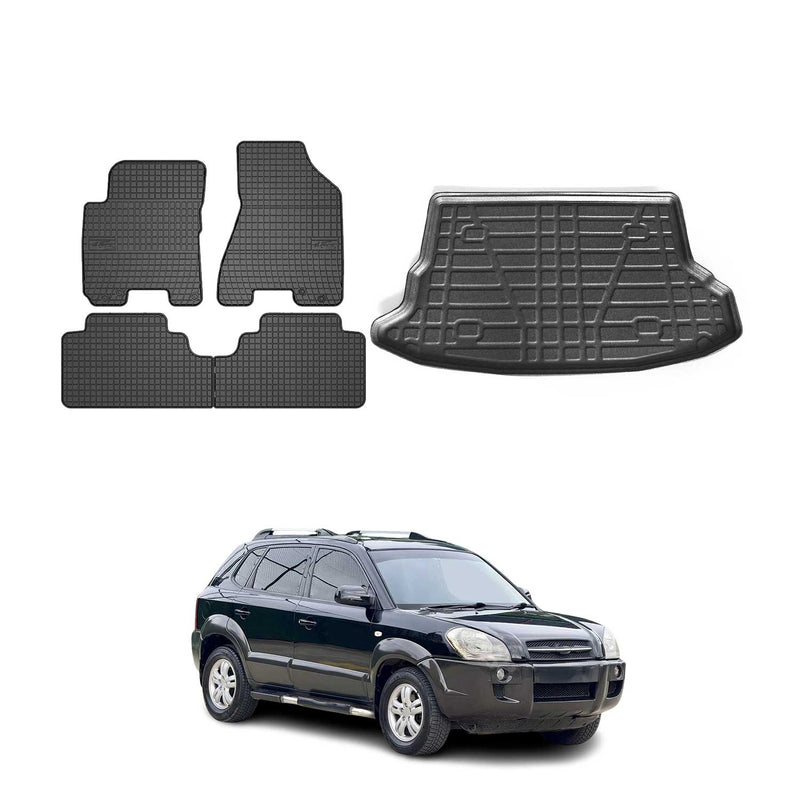 Kit Tapis de sol et coffre pour Hyundai Tucson 2004-2010 TPE Noir