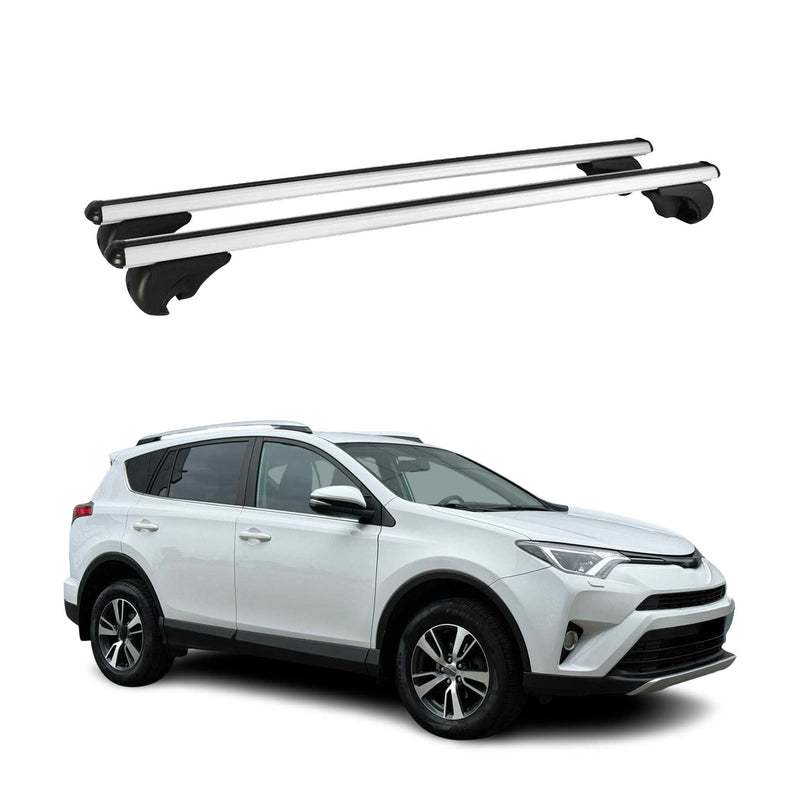 Barres de toit Transversales pour Toyota RAV4 2013-2018 Aluminium Argent