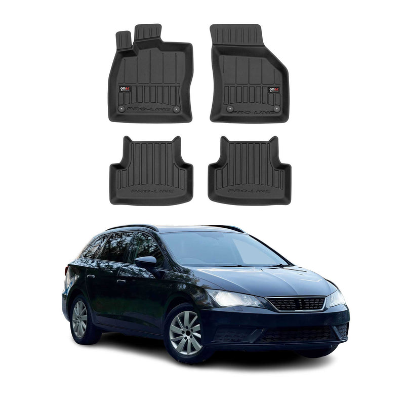 OMAC Tapis de sol caoutchouc pour Seat Leon 2012-2020 Noir Premium