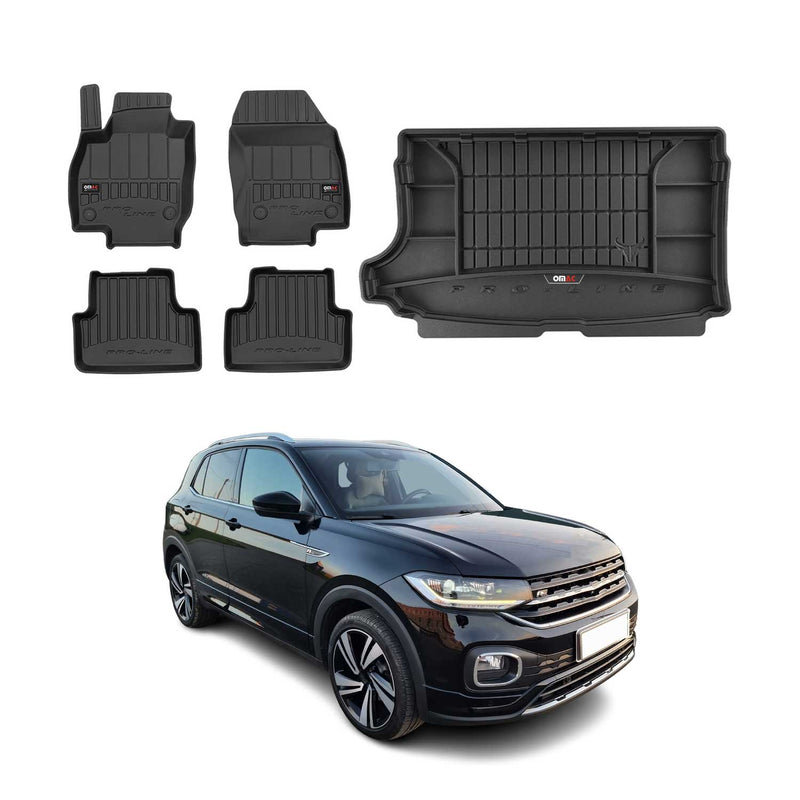 Kit Tapis de Sol et Coffre pour VW T-Cross 2018-2022 TPE Noir