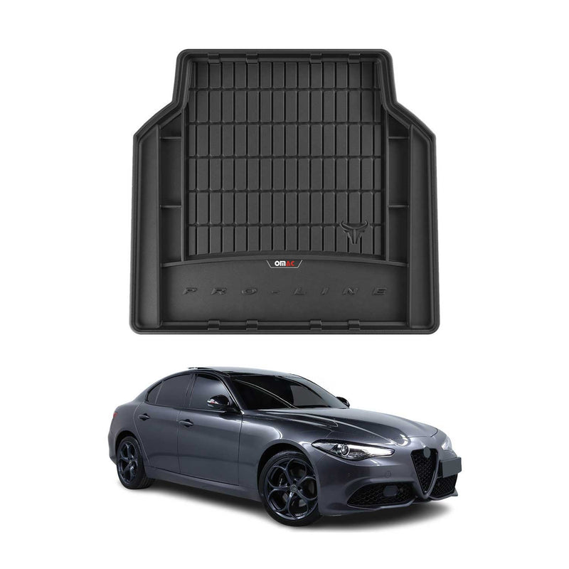 OMAC Tapis de coffre caoutchouc pour Alfa Romeo Giulia 2015-2025 Noir Premium