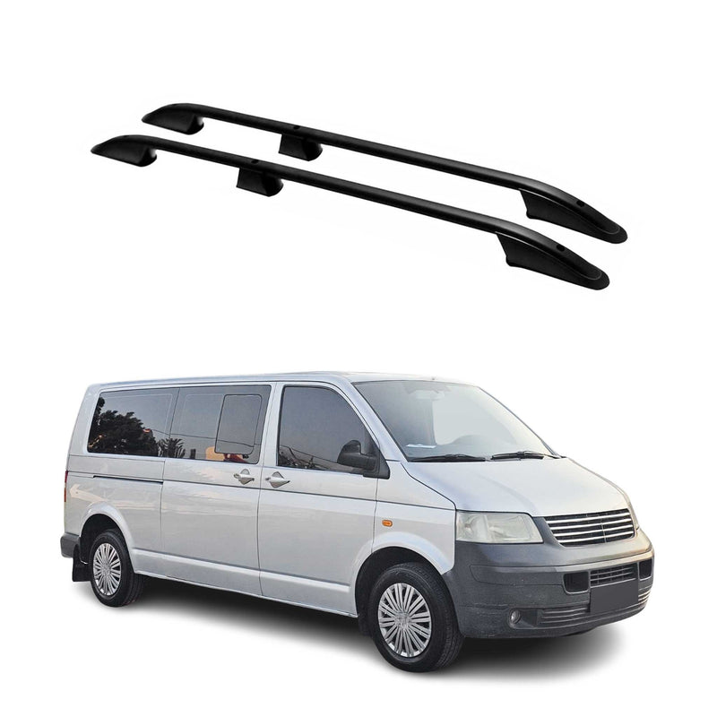 Barres de toit longitudinales pour VW T5 Multivan Caravelle 2003-15 L2 Alu Noir