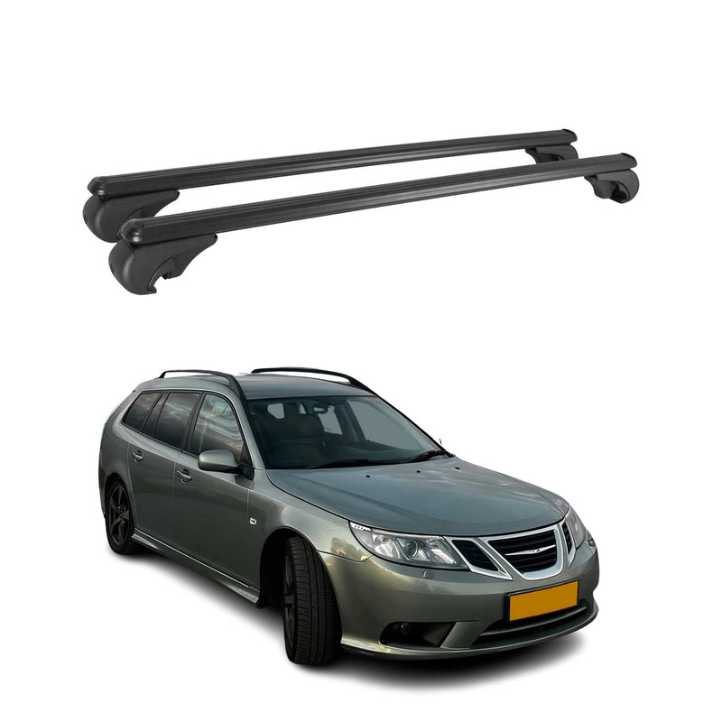 Barres de toit Transversales pour Saab 9-3 Sport Break 2005-2012 Aluminium Noir