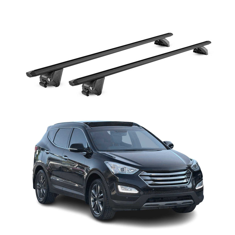 Barres de toit transversales pour Hyundai Santa Fe DM 2013-2018 Alu Noir 2x ABE