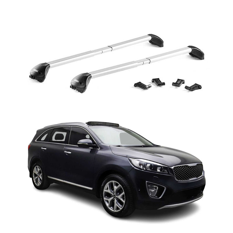 Barres de toit transversales pour Kia Sorento UM 2015-2020 Alu Gris 2x ABE