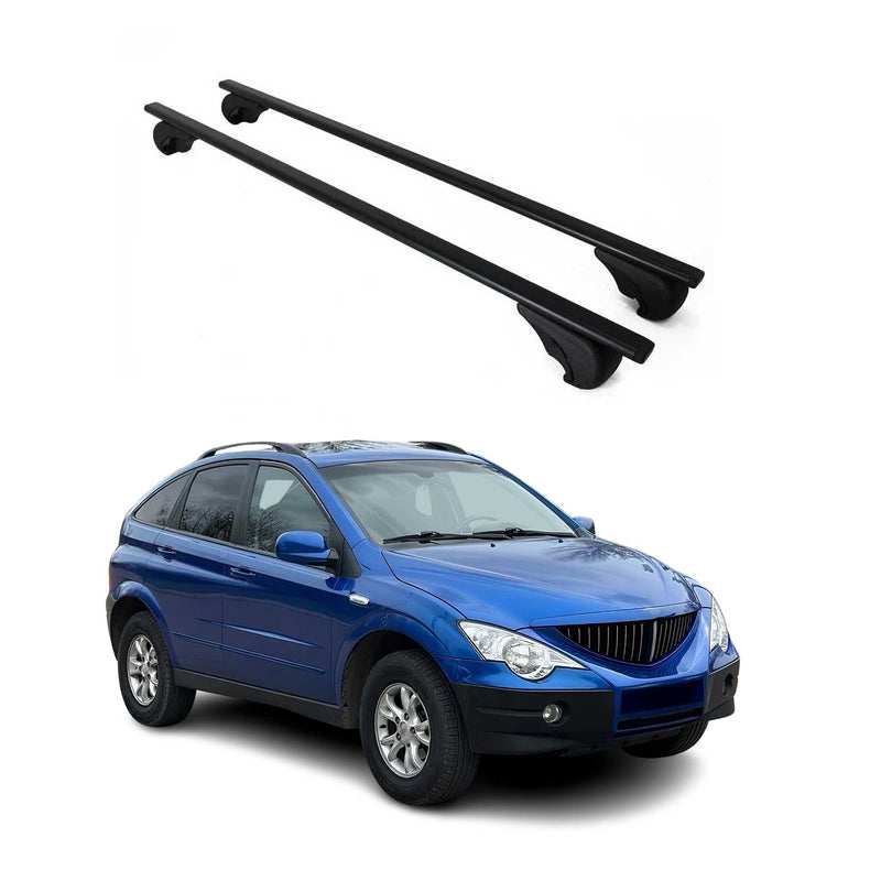 Barres de toit Transversales pour Ssangyong Actyon 2006-2011 Fer Noir