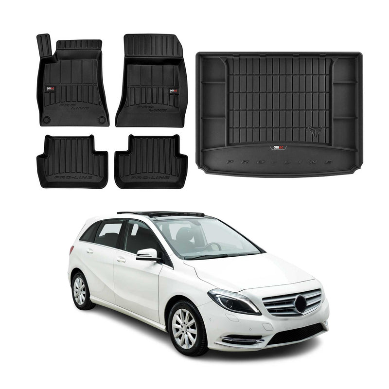 Kit Tapis de Sol et Coffre pour Mercedes Classe B W246 2011-2018 TPE Noir