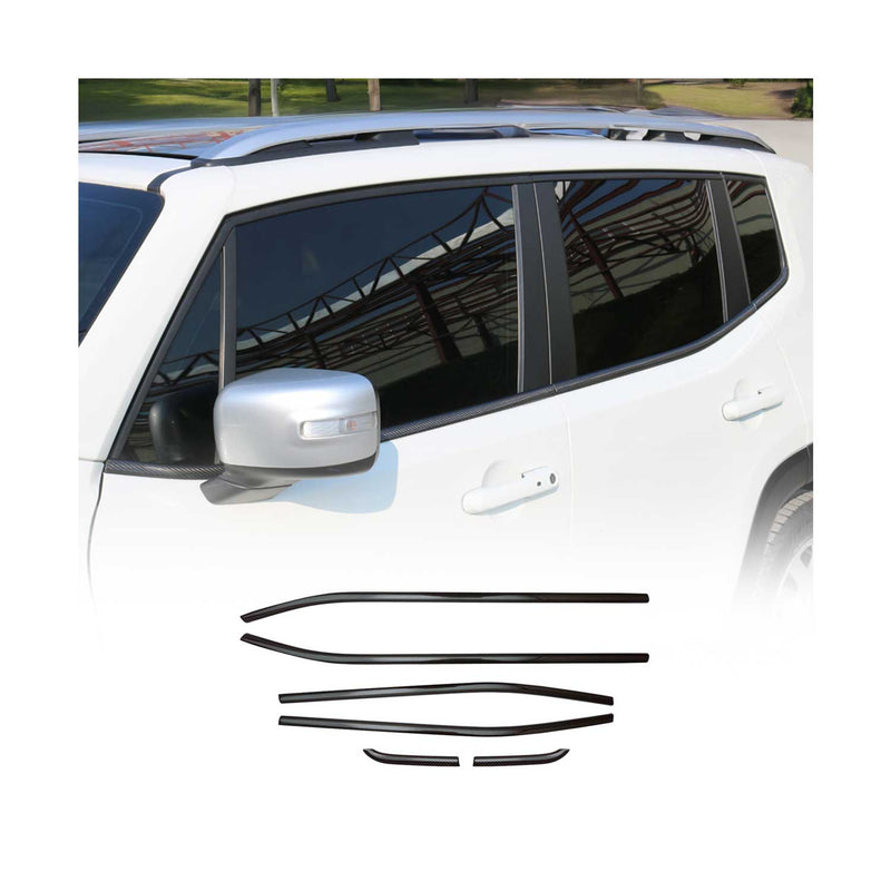 Garniture de Fenêtre pour Jeep Renegade SUV 2014-2024 Carbone Noir 6Pcs