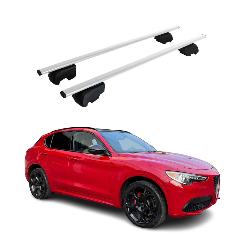 Barres de toit transversales pour Alfa Romeo Stelvio 2016-2025 Fer Argent