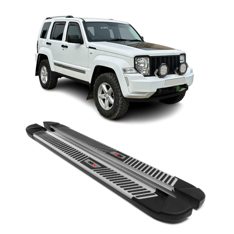 Marchepieds Latéraux pour Jeep Cherokee 2008-2013 Aluminium Noir Gris 2Pcs