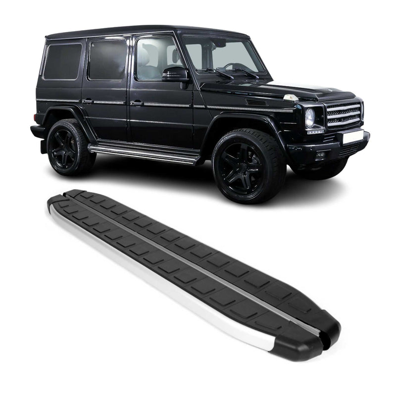 Marchepieds Latéraux pour Mercedes Classe G W463 2007-2018 Alu Noir Gris 2Pcs