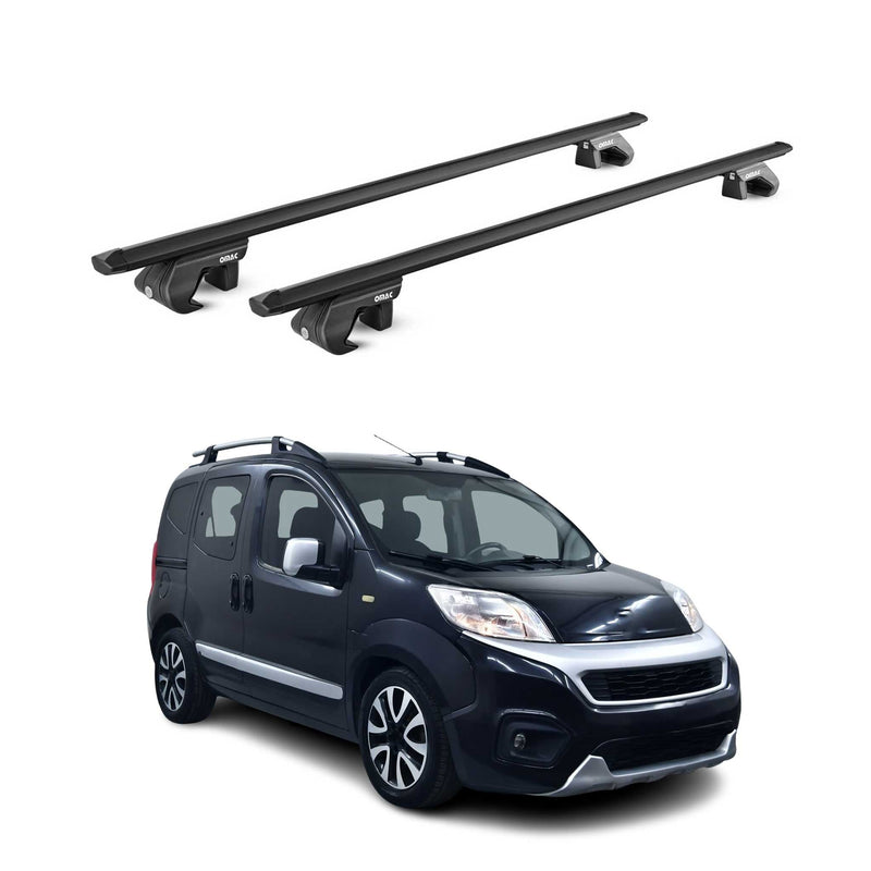Barres de toit transversales ABE pour Fiat Fiorino Railing piccoli 2008-20 Noir