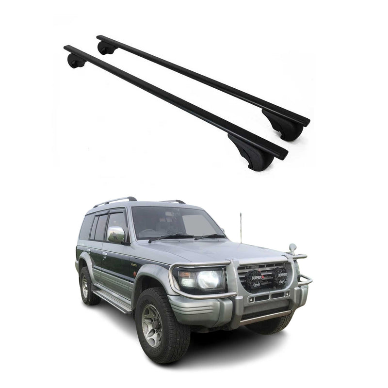 Barres de toit Transversales pour Mitsubishi Pajero 1990-2000 Fer Noir