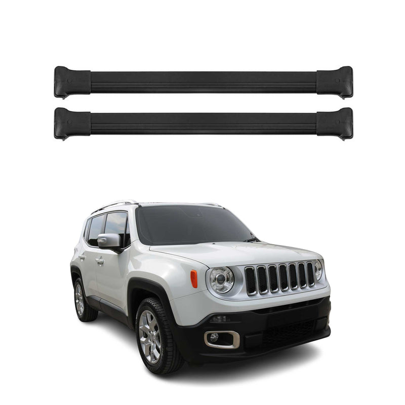 Barres de toit transversales pour Jeep Renegade 2019-2024 Aluminium Noir