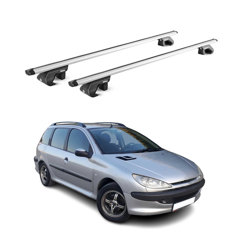 Barres de toit transversales pour Peugeot 206 Break 2002-2013 Alu Gris 2x ABE