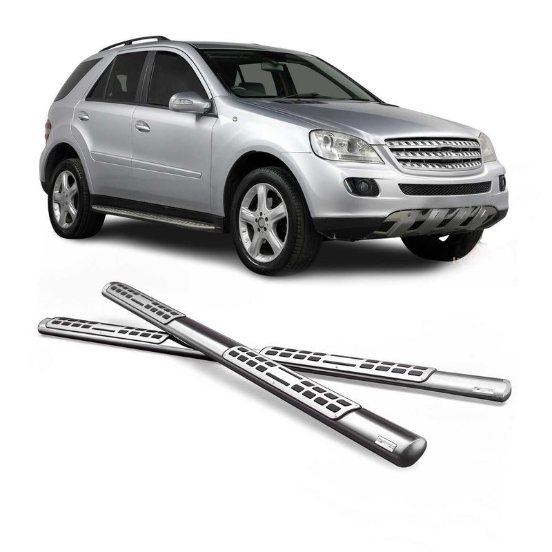 Marchepieds Latéraux pour Mercedes ML 2005-2008 Acier Inoxy Argent