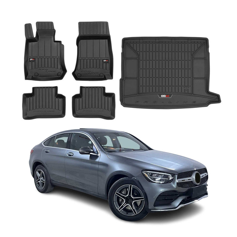 Kit Tapis de Sol et Coffre pour Mercedes Classe GLC X253 2015-2019 TPE Noir