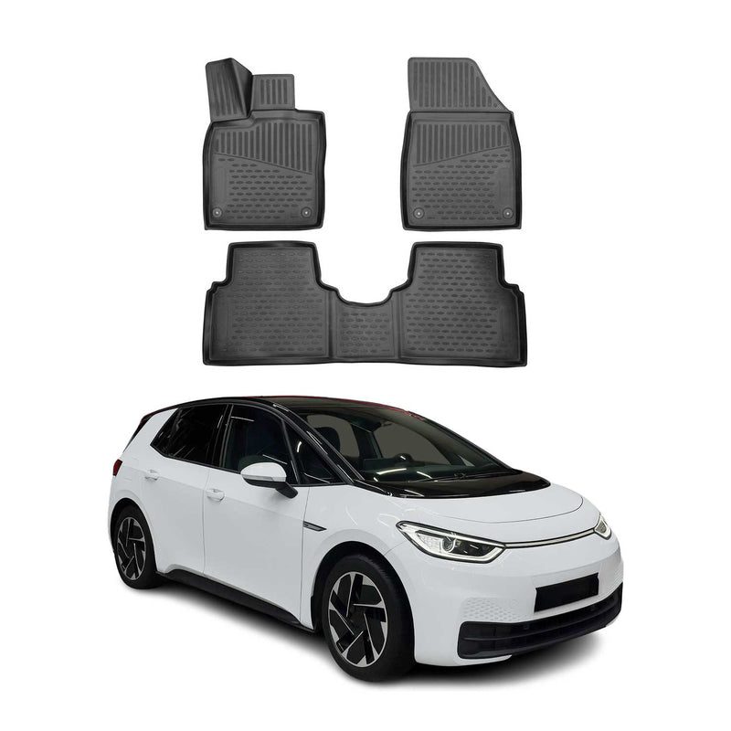 OMAC Tapis de sol pour Volkswagen ID.3 2019-2025 en caoutchouc Noir