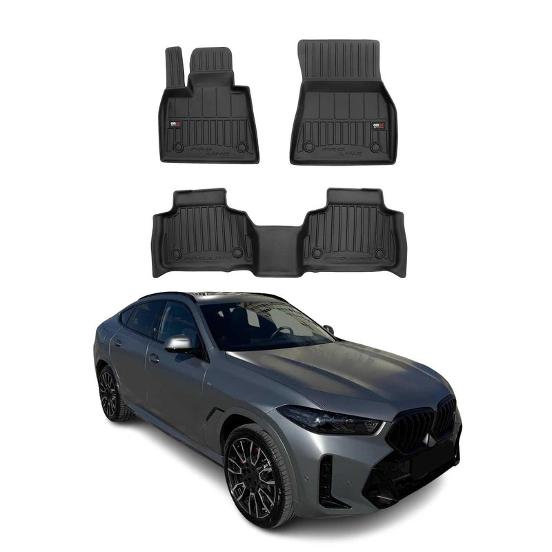 OMAC Tapis de sol caoutchouc pour BMW X6 G06 2019-2025 3 pièces Noir Premium