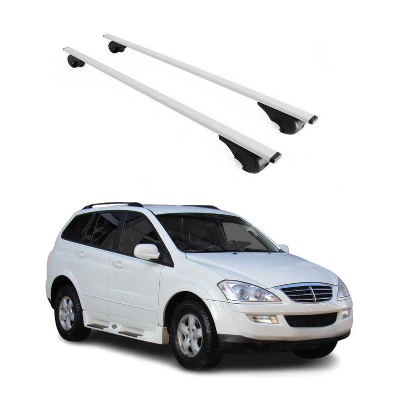 Barres de toit Transversales pour Ssangyong Kyron 2006-2011 Fer Argent